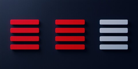 Obraz premium Abstract Red and White Horizontal Bars on Dark Background