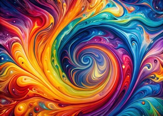 Fototapeta premium Colorful fluid art canvas, abstract acrylic pouring, a modern swirl design.