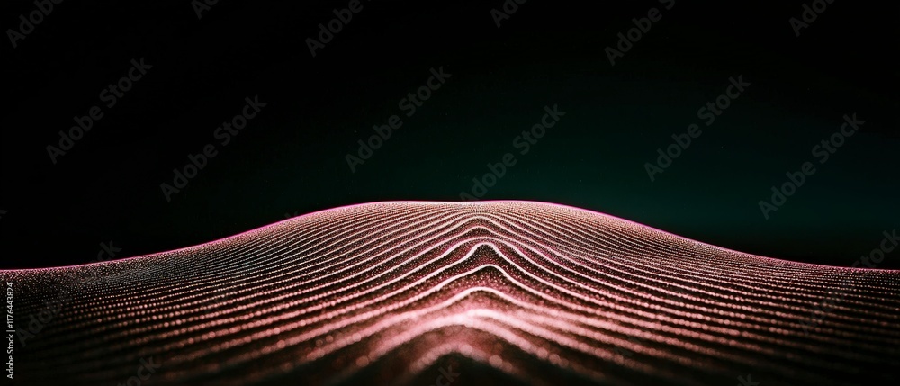 Poster abstract dark background with neon swirls and undulating texture