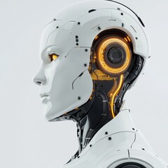 Futuristic Human-like Robot with Glowing Internal Circuitry Design