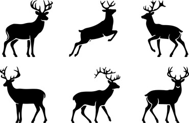 Fototapeta premium set of deer silhouettes