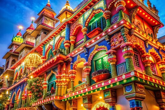 Vibrant Surva Festival Celebration: Traditional Architecture and Festive Atmosphere