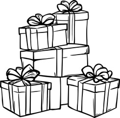 Stacked gift wrapping sketch drawing