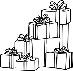 Stacked gift wrapping sketch drawing