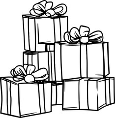 Stacked gift wrapping sketch drawing