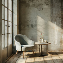 interior of a room with a chair