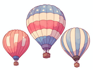 Fototapeta premium Three Colorful Hot Air Balloons