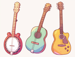 Fototapeta premium Colorful Musical Instruments Illustration
