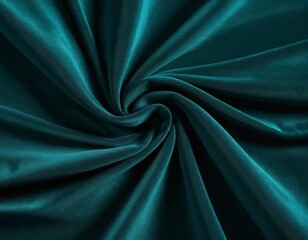 Obraz premium Luxurious Teal Velvet Fabric Swirling Texture: Rich, Deep Emerald Green Draped Textile Background