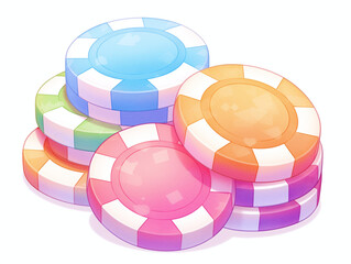 Colorful Casino Chips Stacked