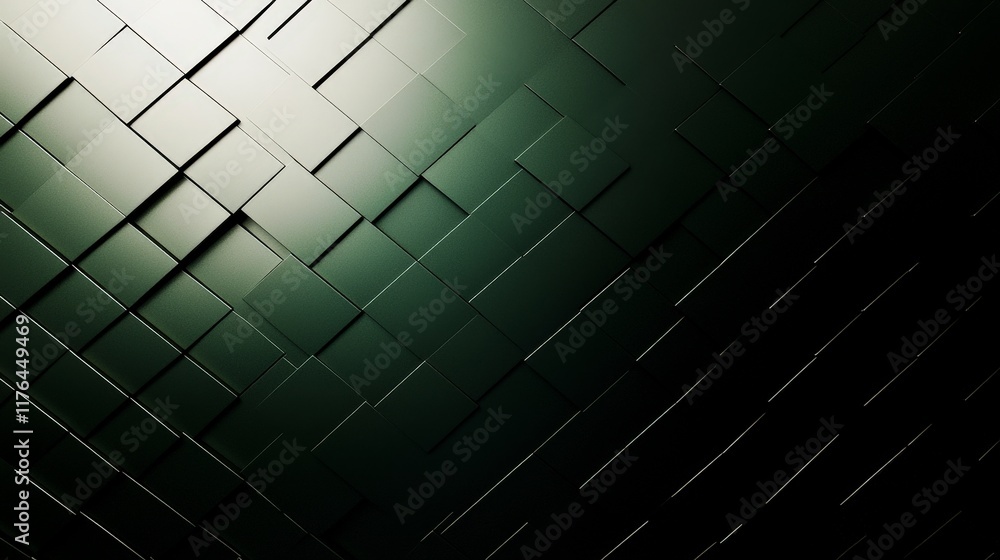 Poster abstract dark green 3d triangular tile pattern background
