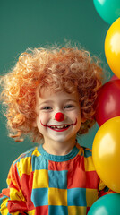 Happy Child Clown with Balloons