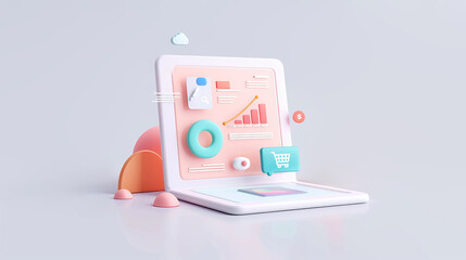 Minimalist 3d render of innovative digital tablet mockup for marketing campaign
