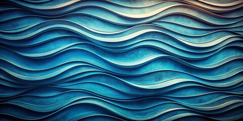 Vintage Abstract Blue 3D Wavy Background - Retro Style Texture