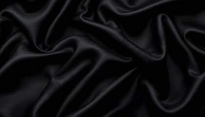 Fototapeta premium Dark Elegance: Abstract Texture of Luxurious Black Silk Fabric