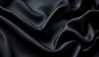 Obraz premium Dark Elegance: Abstract Close-Up of Black Silk Fabric