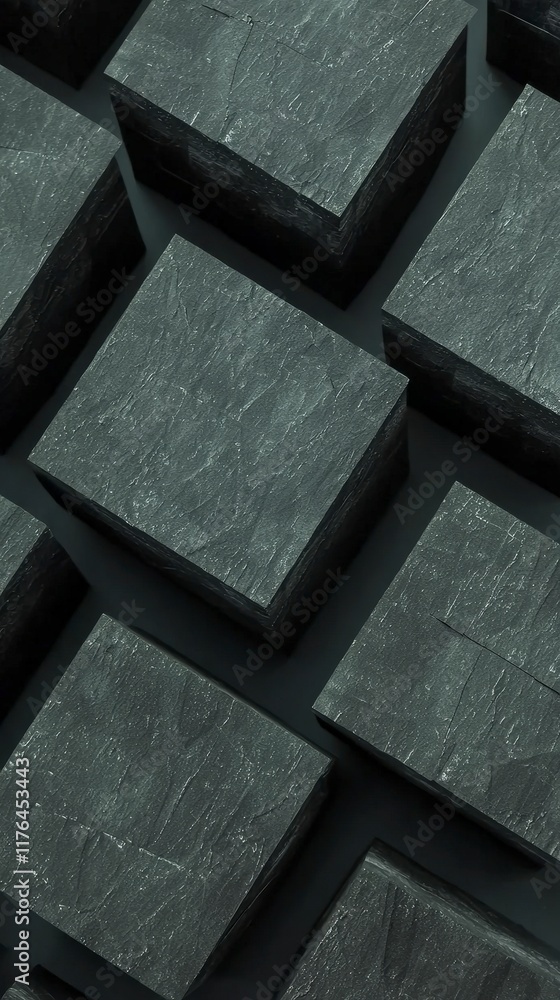 Poster dark gray cubes 3d render abstract geometric texture background