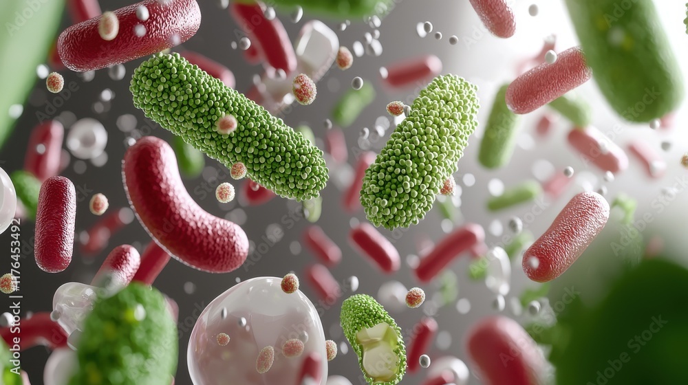 Aufkleber microbial action in science labs a macro view