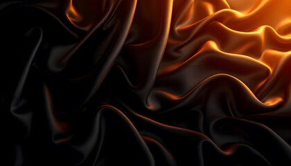 Obraz premium Luxurious Black Silk Drapery with Warm Golden Highlights