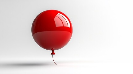 Obraz premium Vibrant Red Balloon 3D Render: Sleek Minimalist Illustration on Clean Background. AI Generated