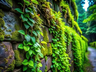 Obraz premium Mysterious moonlit ruins, draped in verdant vines, evoke ancient secrets in the shadows.