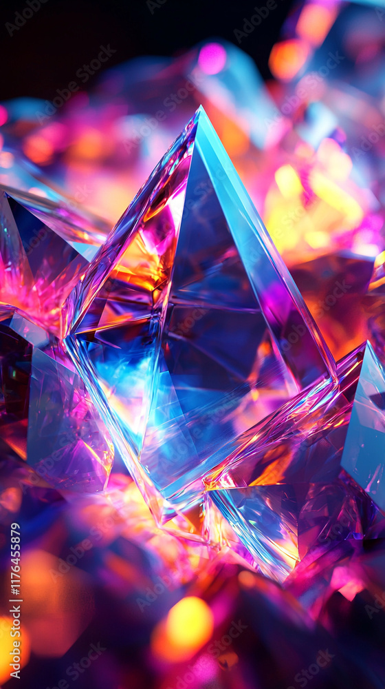 Wall mural vibrant crystal cluster prismatic gemstone abstract background