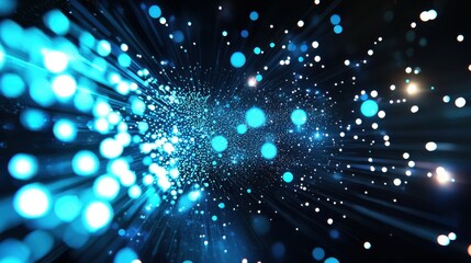 Obraz premium Dynamic blue light effects in dark space