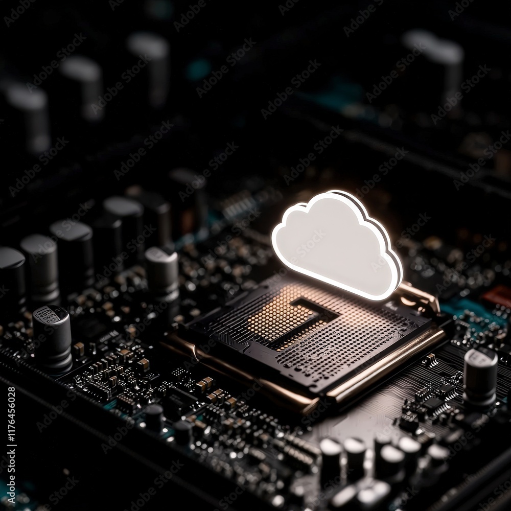 Poster cloud computing data storage server microchip cpu motherboard technology network d