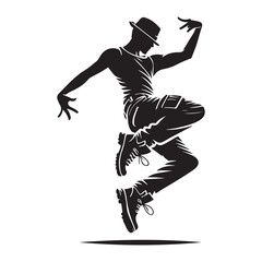 Step Dance Silhouette Vector Illustration, Solid White Background.