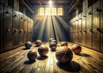 Vintage Black & Gold Basketball Locker Room - Retro Sports Photography