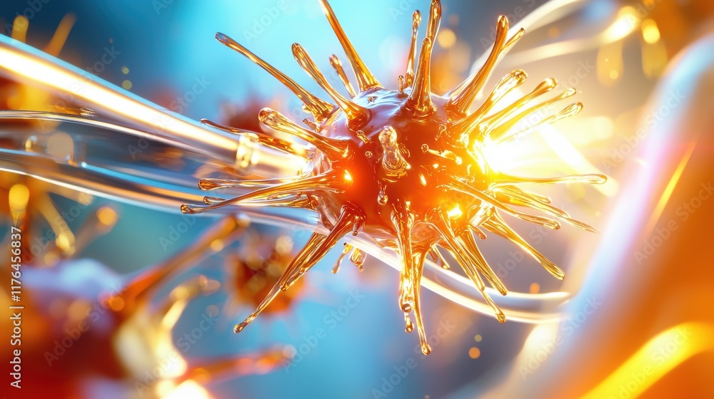 Poster digital art of virus particles in microscopic view