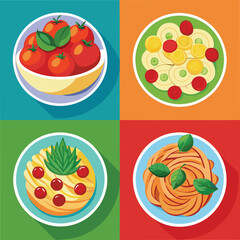 Pasta Food Vector set Illustration - Delicious Italian Cuisine Design