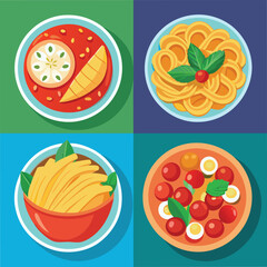 Pasta Food Vector set Illustration - Delicious Italian Cuisine Design