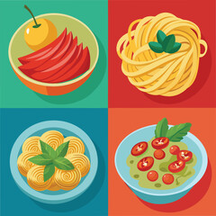 Pasta Food Vector set Illustration - Delicious Italian Cuisine Design