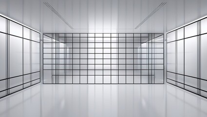 A sleek futuristic white room with a gloss.

