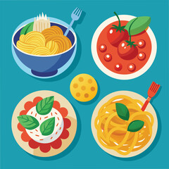 Pasta Food Vector set Illustration - Delicious Italian Cuisine Design