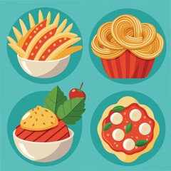 Pasta Food Vector set Illustration - Delicious Italian Cuisine Design