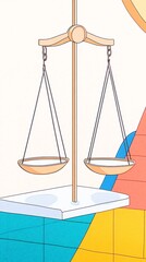 Elegant Digital Illustration: Balanced Scales on Vibrant Abstract Background. AI Generated