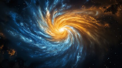 Golden and Blue Galaxy: Abstract Cosmic Swirl - made with Generative AI
