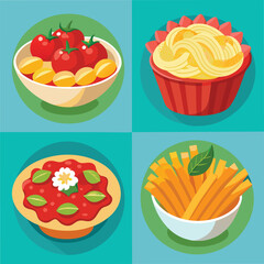 Pasta Food Vector set Illustration - Delicious Italian Cuisine Design