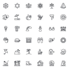 Four seasons line icons set