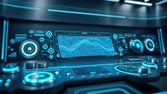 Futuristic Digital Interface Control Panel Display - Powered by Adobe