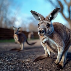 Fototapeta premium Australian Kangaroo Wildlife Closeup Wild Animal Portrait Aussie Marsupial