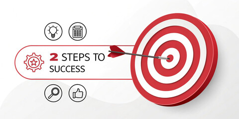 Red Target with Two Elements for Text and Icons in Infographic