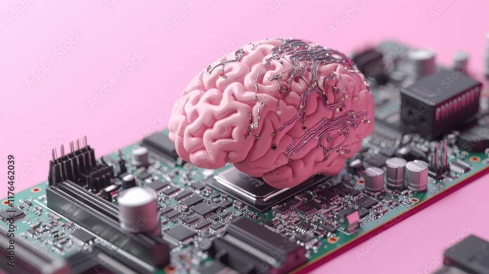Poster tech-driven brain concept for digital art
