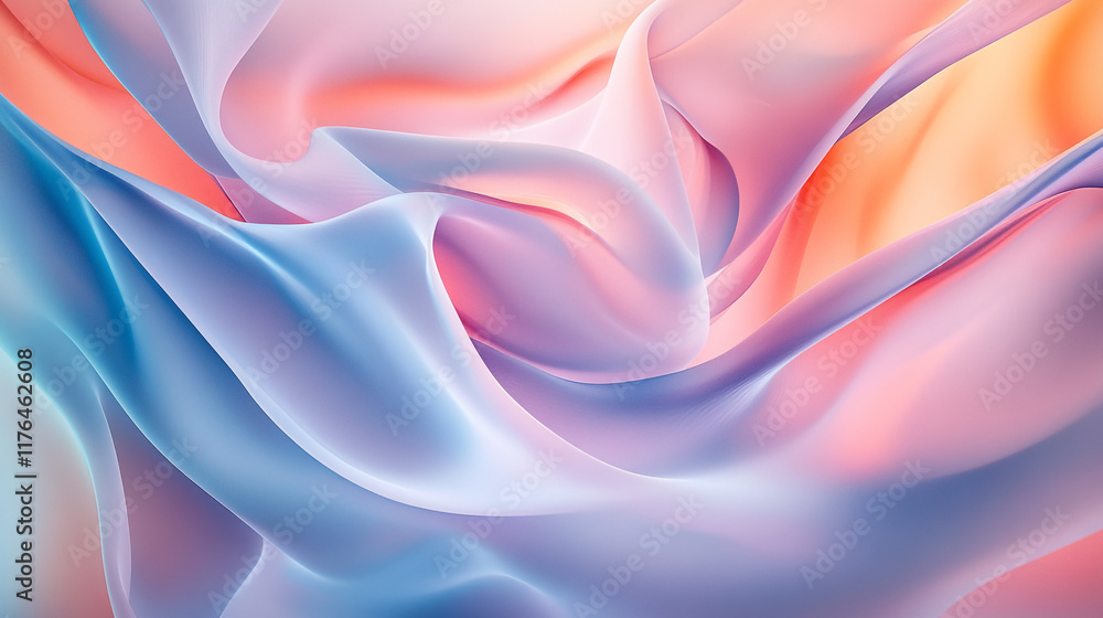Poster soft waves of pastel fabric create a dreamy and calming visual experience