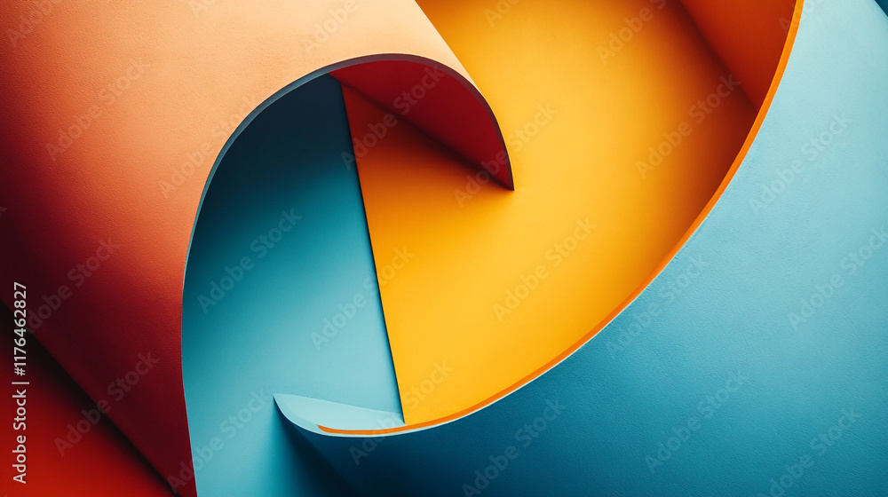 Poster colorful abstract layers on a smooth surface showcasing curves and angles