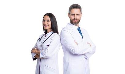 professional physician in white coat with medical woman. medicine and healthcare. doctor at...