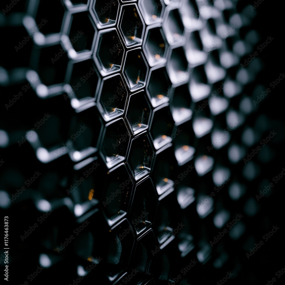 Aufkleber abstract dark hexagon grid futuristic 3d cellular structure