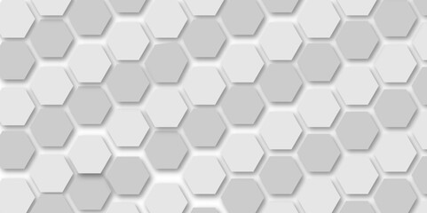 Abstract modern white and grey hexagon technology geometric pattern concept white background. Use for template, wallpaper, website vector illustration
